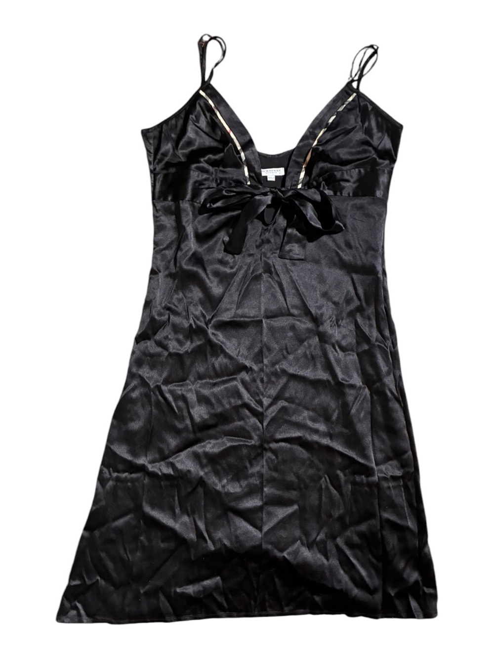 Burberry Silk Slip Dress Bowtie Nova Print Trimming